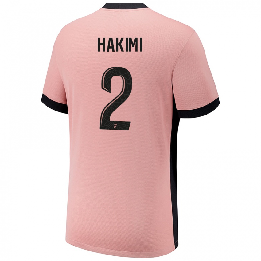 Kinderen Achraf Hakimi #2 Roestroze Thuisshirt Derde Tenue 2024/25 T-Shirt