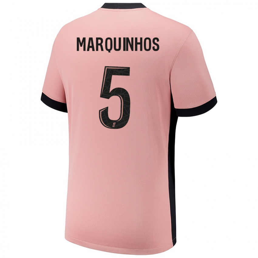 Kinderen Marquinhos #5 Roestroze Thuisshirt Derde Tenue 2024/25 T-Shirt