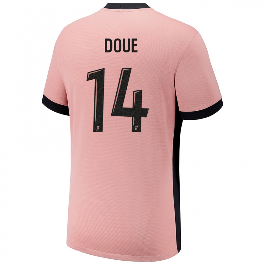 Kinderen Désiré Doué #14 Roestroze Thuisshirt Derde Tenue 2024/25 T-Shirt