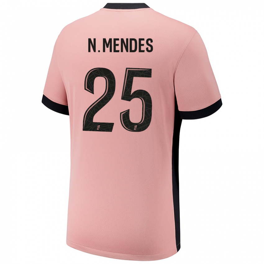 Kinderen Nuno Mendes #25 Roestroze Thuisshirt Derde Tenue 2024/25 T-Shirt