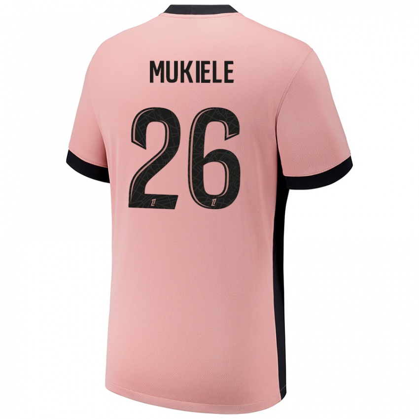 Kinderen Nordi Mukiele #26 Roestroze Thuisshirt Derde Tenue 2024/25 T-Shirt