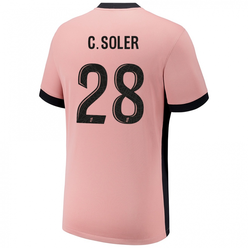 Kinderen Carlos Soler #28 Roestroze Thuisshirt Derde Tenue 2024/25 T-Shirt