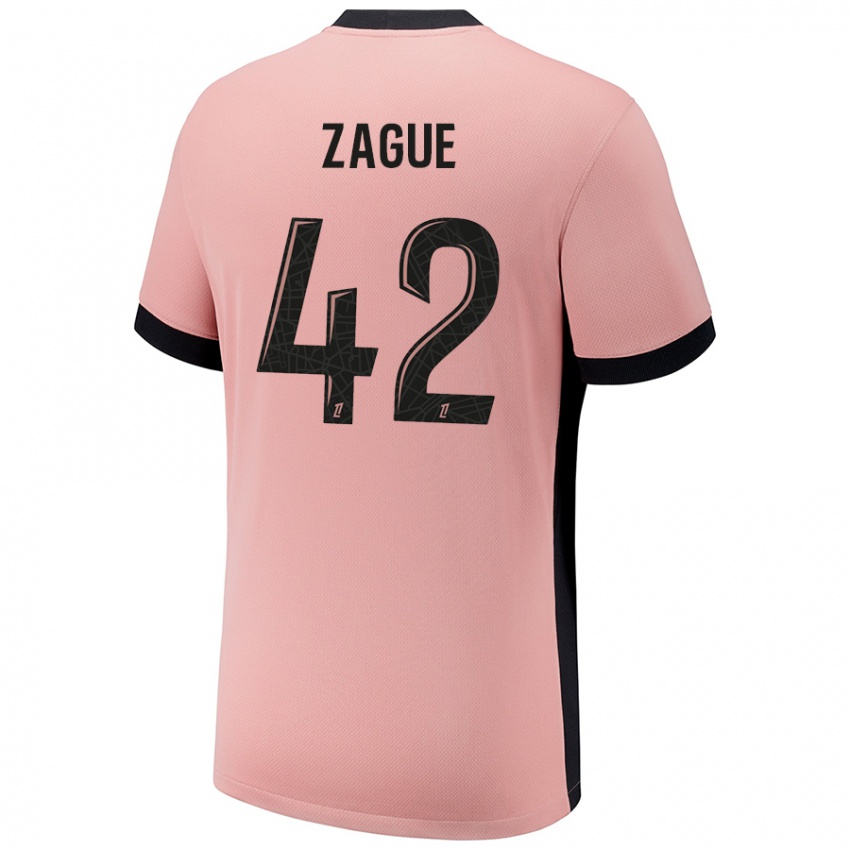 Kinderen Yoram Zague #42 Roestroze Thuisshirt Derde Tenue 2024/25 T-Shirt