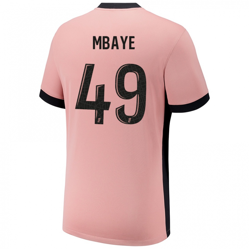 Kinderen Ibrahim Mbaye #49 Roestroze Thuisshirt Derde Tenue 2024/25 T-Shirt