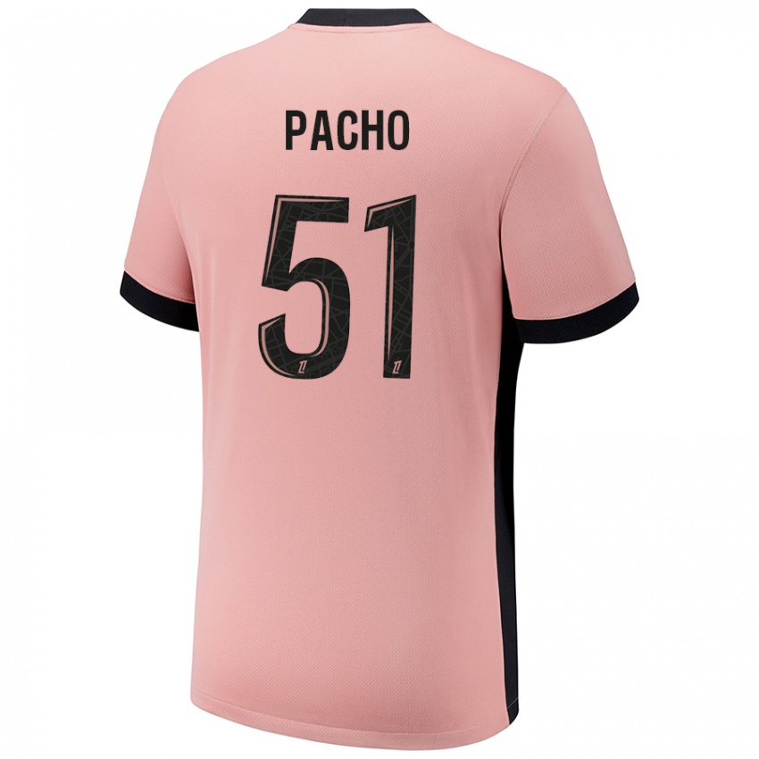 Kinderen Willian Pacho #51 Roestroze Thuisshirt Derde Tenue 2024/25 T-Shirt