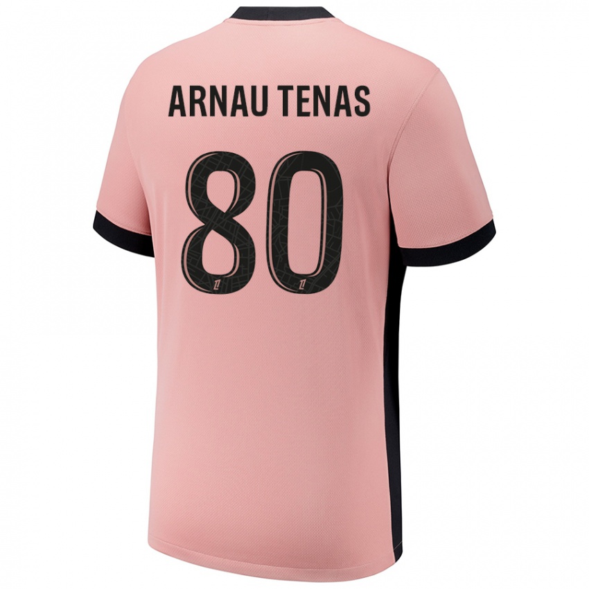 Kinderen Arnau Tenas #80 Roestroze Thuisshirt Derde Tenue 2024/25 T-Shirt