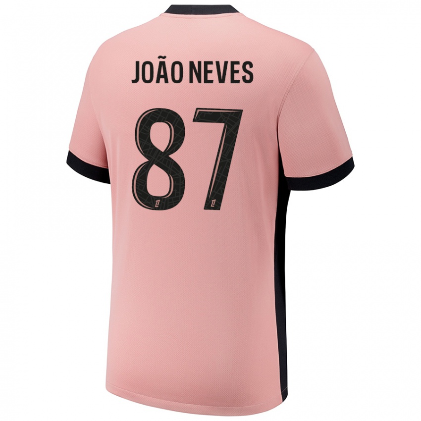 Kinderen João Neves #87 Roestroze Thuisshirt Derde Tenue 2024/25 T-Shirt