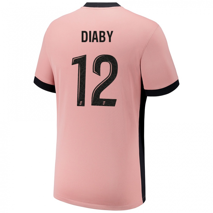 Kinderen Ibrahima Diaby #12 Roestroze Thuisshirt Derde Tenue 2024/25 T-Shirt