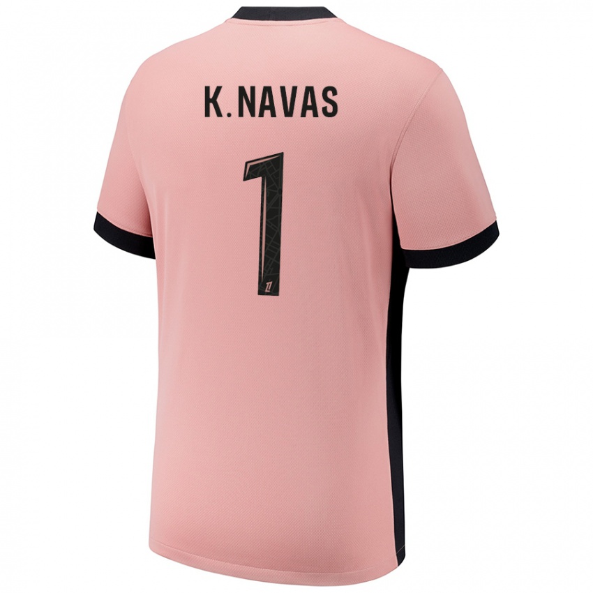 Kinderen Keylor Navas #1 Roestroze Thuisshirt Derde Tenue 2024/25 T-Shirt