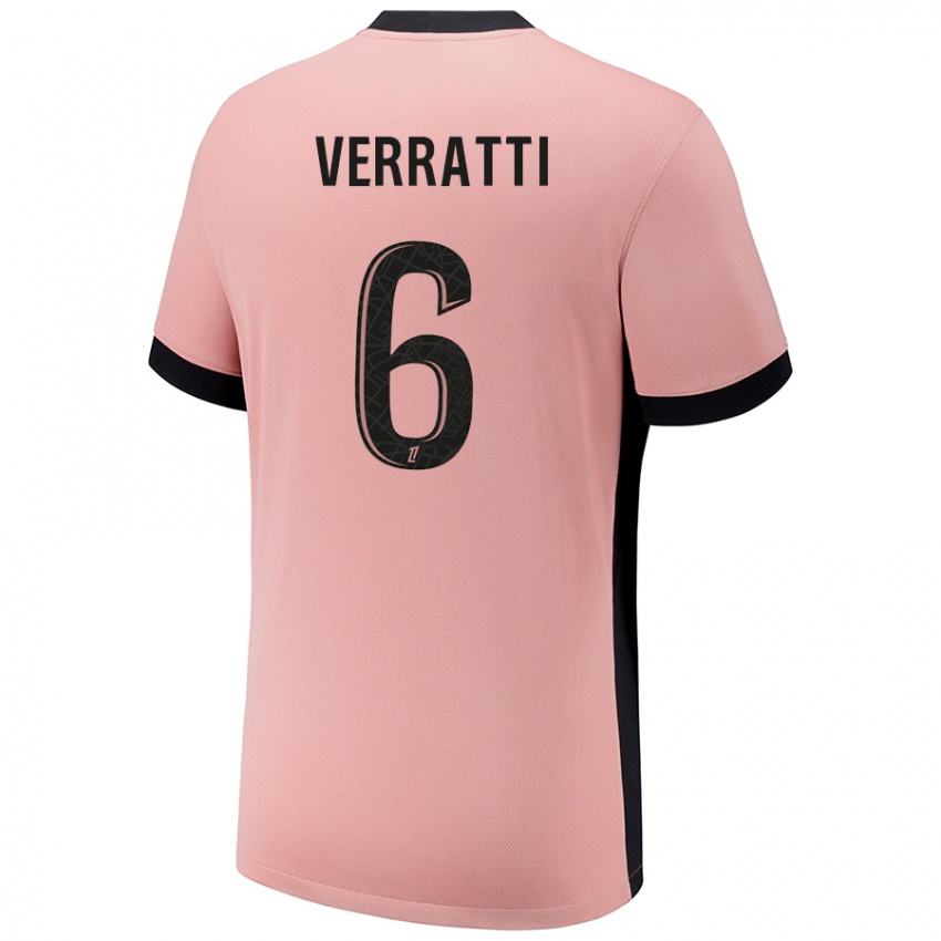 Kinderen Marco Verratti #6 Roestroze Thuisshirt Derde Tenue 2024/25 T-Shirt