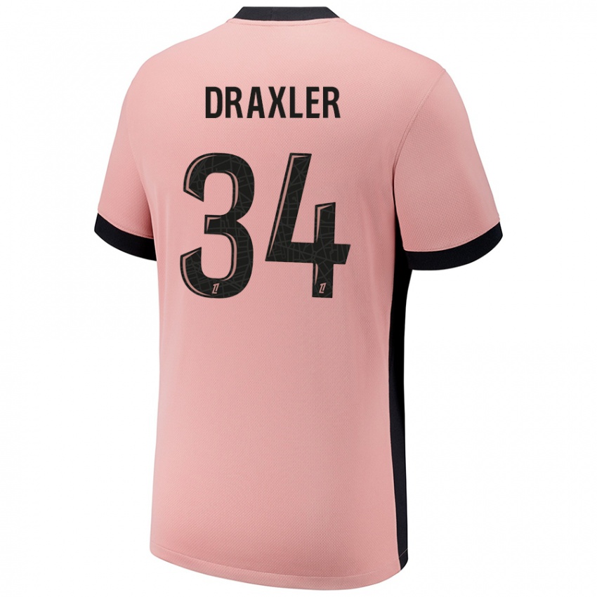 Kinderen Julian Draxler #34 Roestroze Thuisshirt Derde Tenue 2024/25 T-Shirt