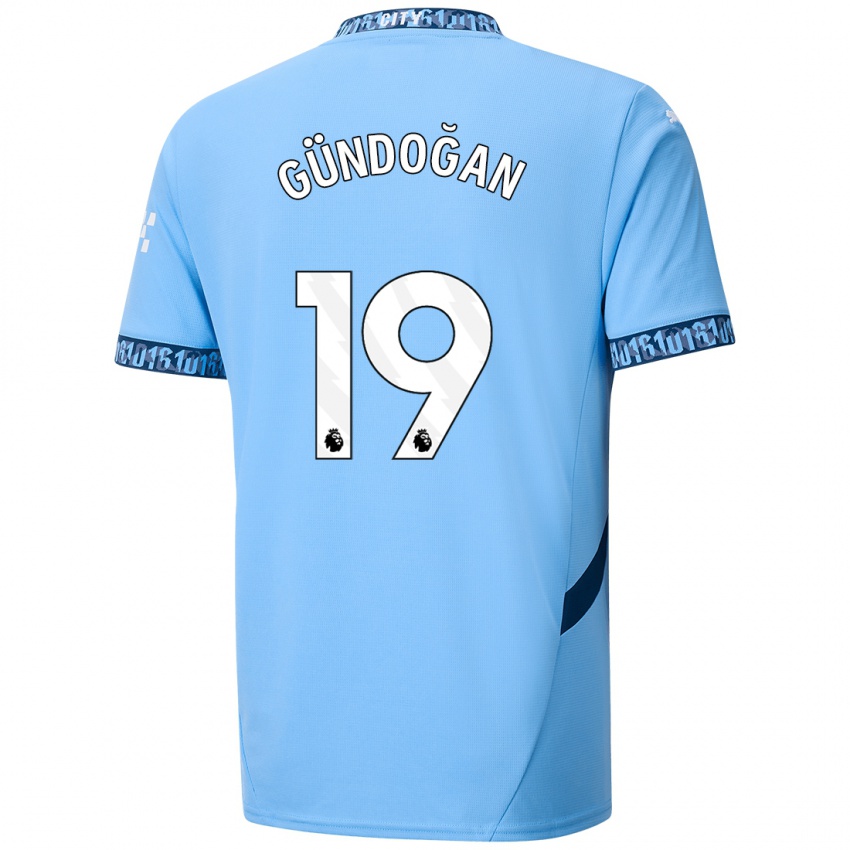 Heren Ilkay Gundogan #19 Marineblauw Thuisshirt Thuistenue 2024/25 T-Shirt