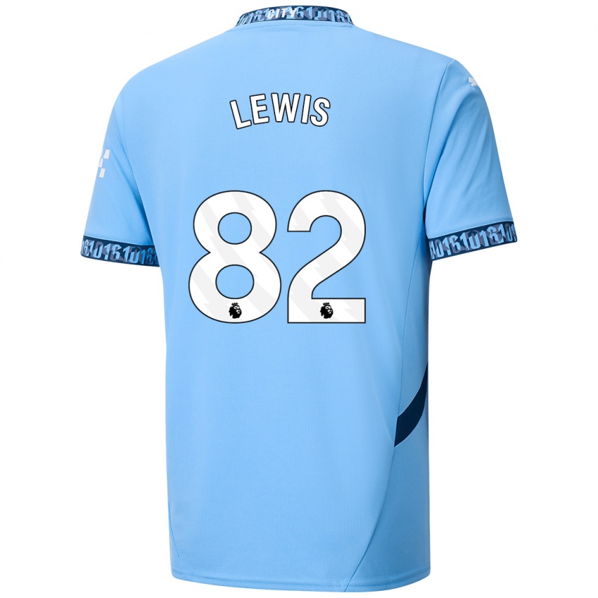 Heren Rico Lewis #82 Marineblauw Thuisshirt Thuistenue 2024/25 T-Shirt