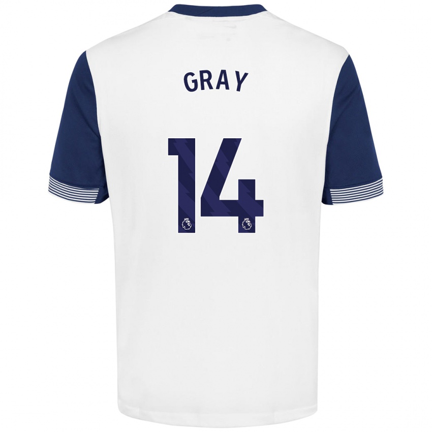 Heren Archie Gray #14 Wit Blauw Thuisshirt Thuistenue 2024/25 T-Shirt