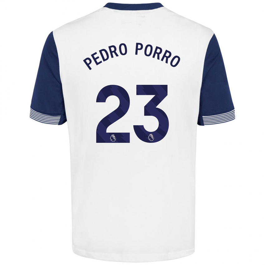 Heren Pedro Porro #23 Wit Blauw Thuisshirt Thuistenue 2024/25 T-Shirt