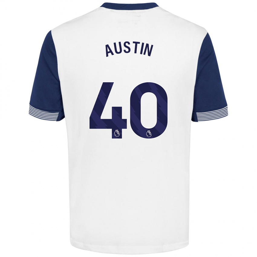 Heren Brandon Austin #40 Wit Blauw Thuisshirt Thuistenue 2024/25 T-Shirt