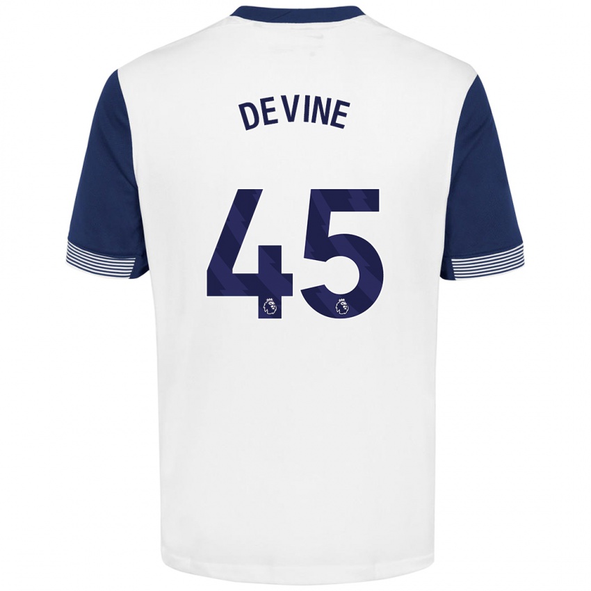 Heren Alfie Devine #45 Wit Blauw Thuisshirt Thuistenue 2024/25 T-Shirt