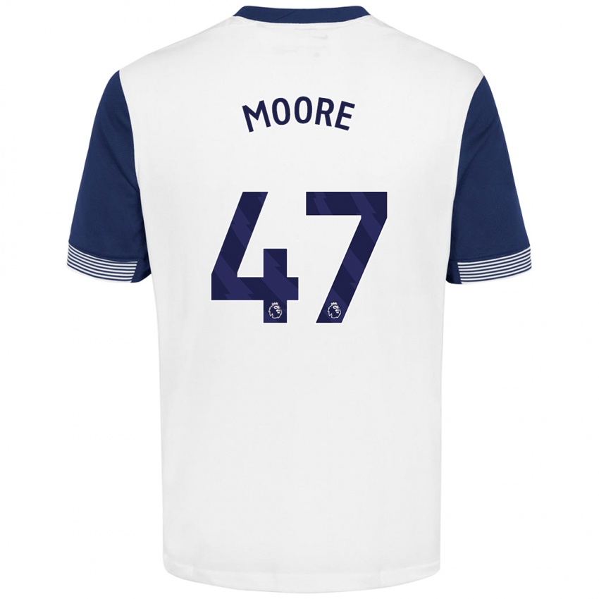 Heren Mikey Moore #47 Wit Blauw Thuisshirt Thuistenue 2024/25 T-Shirt