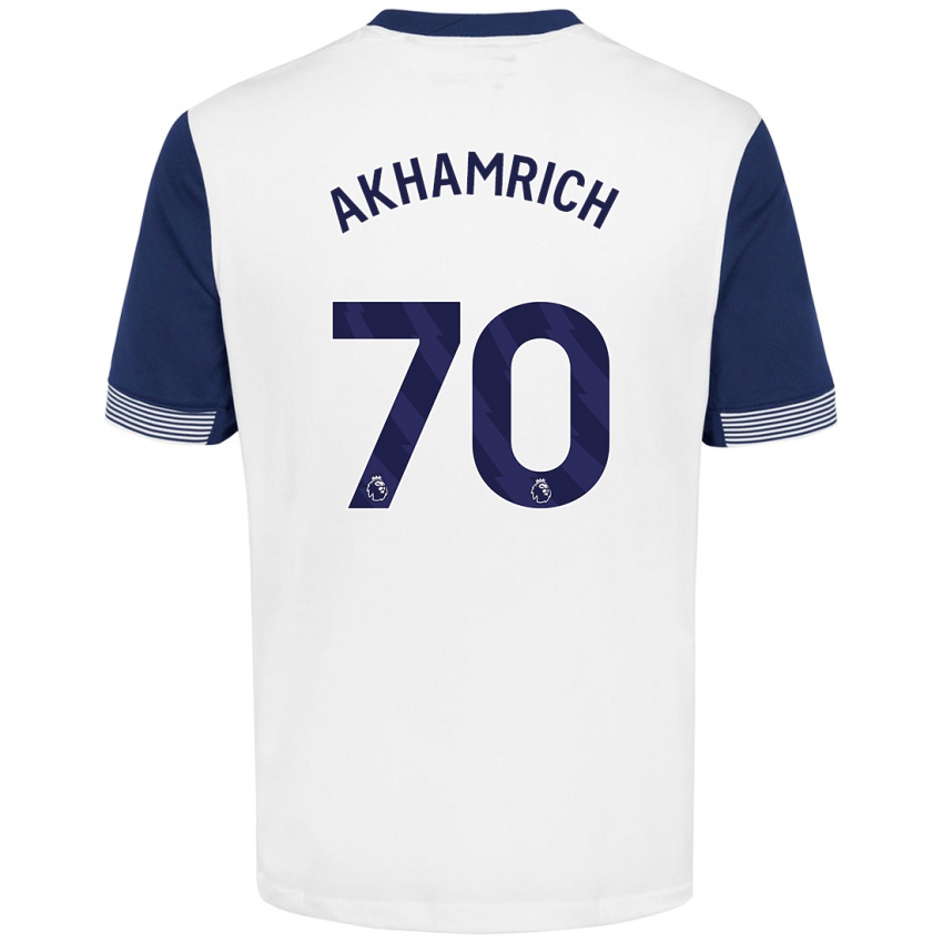 Heren Yusuf Akhamrich #70 Wit Blauw Thuisshirt Thuistenue 2024/25 T-Shirt