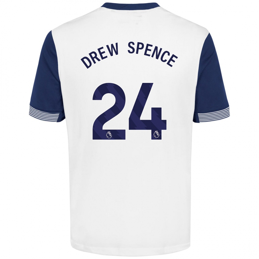 Heren Drew Spence #24 Wit Blauw Thuisshirt Thuistenue 2024/25 T-Shirt