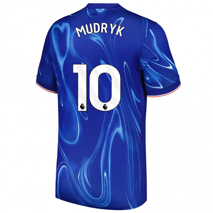 Heren Mykhaylo Mudryk #10 Blauw Wit Thuisshirt Thuistenue 2024/25 T-Shirt