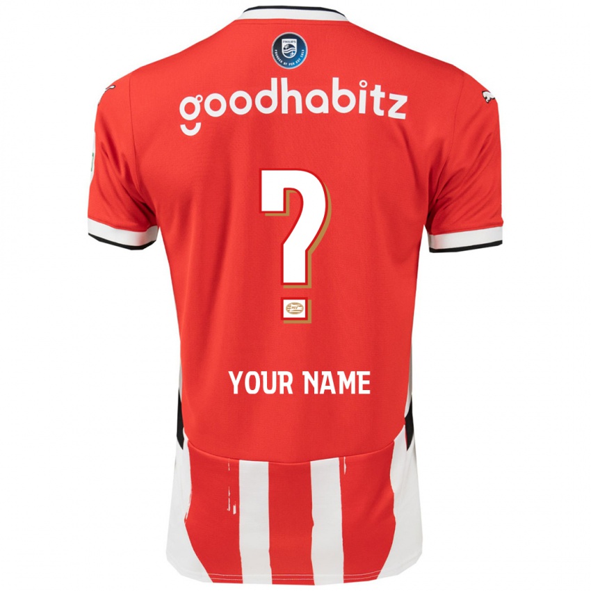 Heren Uw Naam #0 Rood Wit Thuisshirt Thuistenue 2024/25 T-Shirt