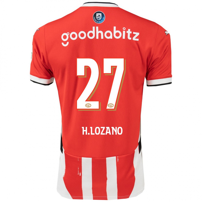 Heren Hirving Lozano #27 Rood Wit Thuisshirt Thuistenue 2024/25 T-Shirt