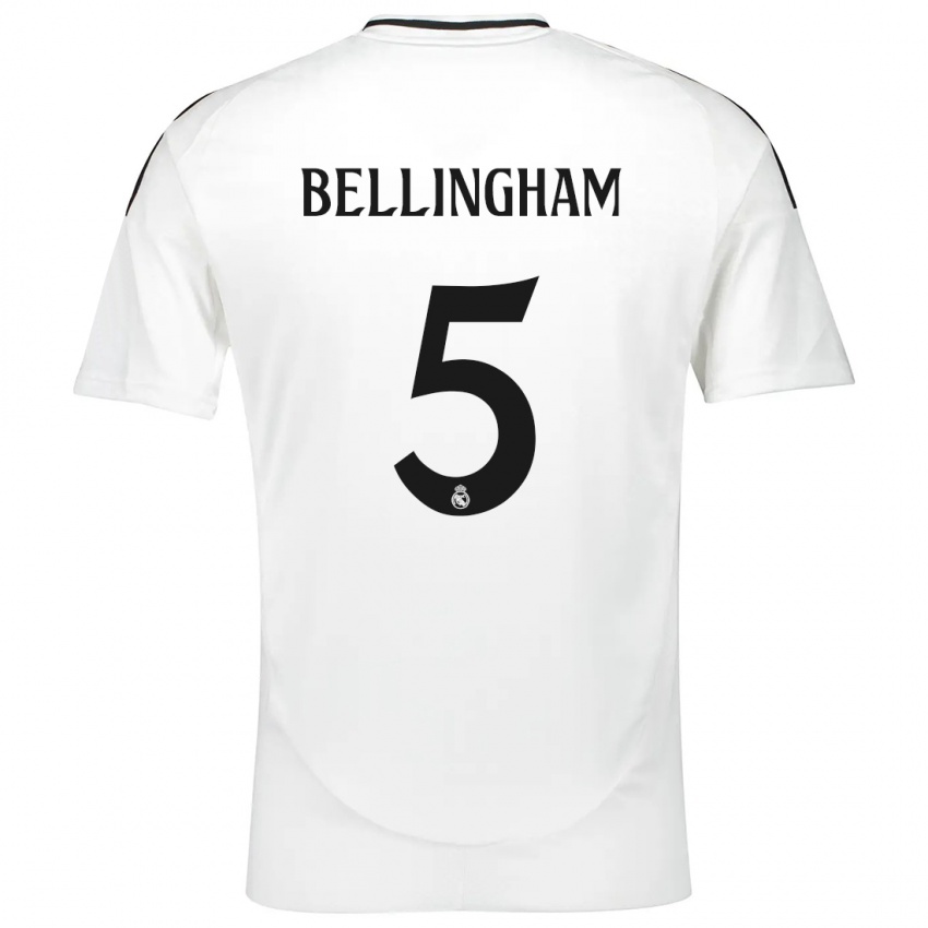 Heren Jude Bellingham #5 Wit Thuisshirt Thuistenue 2024/25 T-Shirt