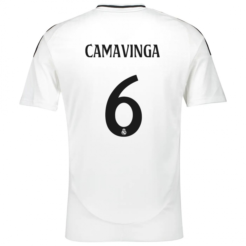 Heren Eduardo Camavinga #6 Wit Thuisshirt Thuistenue 2024/25 T-Shirt