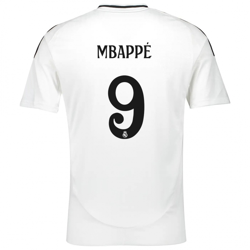 Heren Kylian Mbappe #9 Wit Thuisshirt Thuistenue 2024/25 T-Shirt