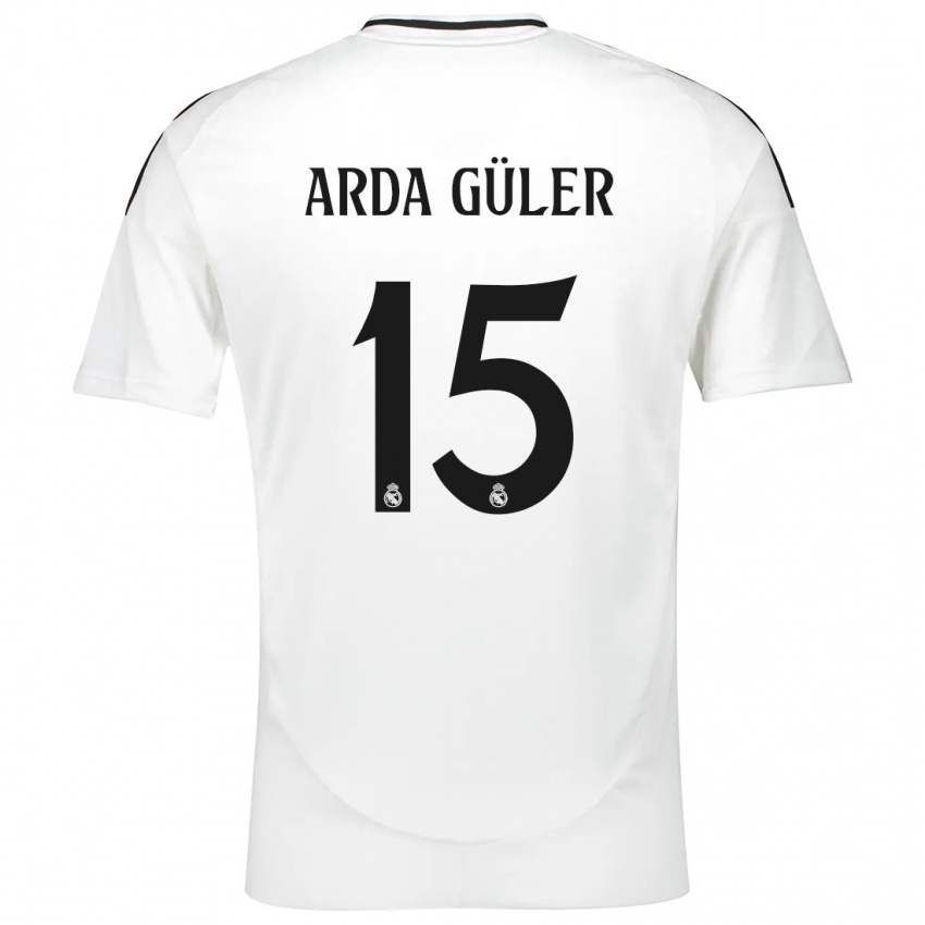 Heren Arda Güler #15 Wit Thuisshirt Thuistenue 2024/25 T-Shirt