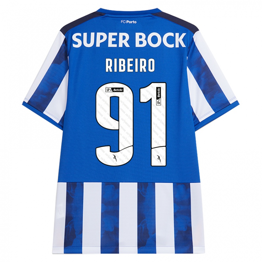 Heren Gonçalo Ribeiro #91 Blauw Wit Thuisshirt Thuistenue 2024/25 T-Shirt