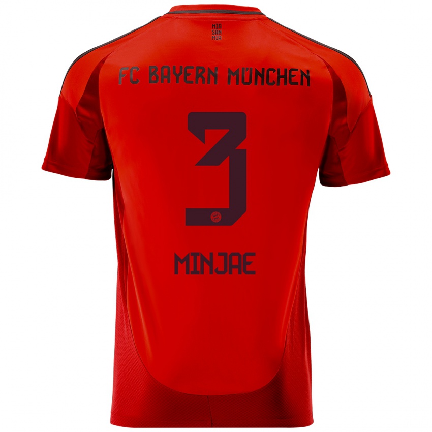 Heren Min-Jae Kim #3 Rood Thuisshirt Thuistenue 2024/25 T-Shirt