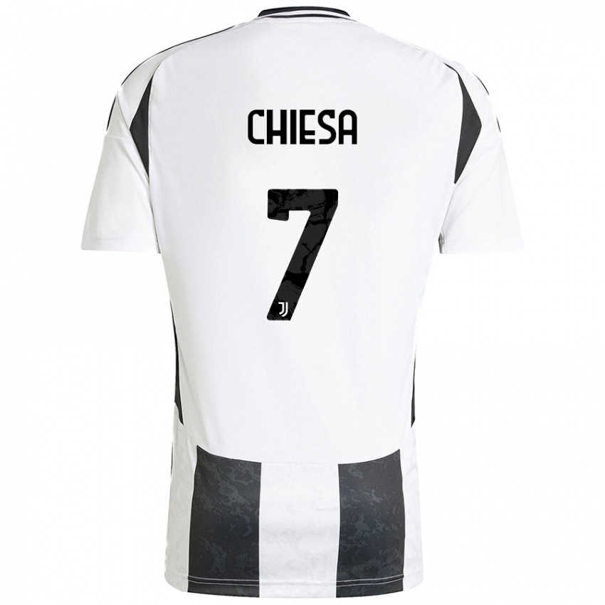 Heren Federico Chiesa #7 Wit Zwart Thuisshirt Thuistenue 2024/25 T-Shirt