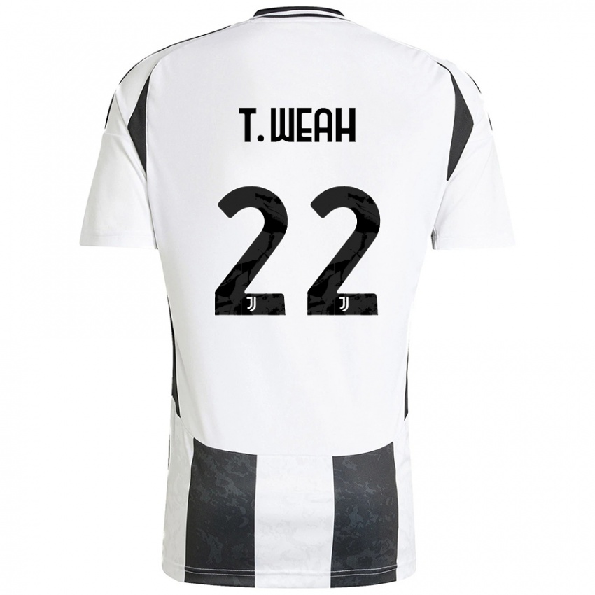 Heren Timothy Weah #22 Wit Zwart Thuisshirt Thuistenue 2024/25 T-Shirt