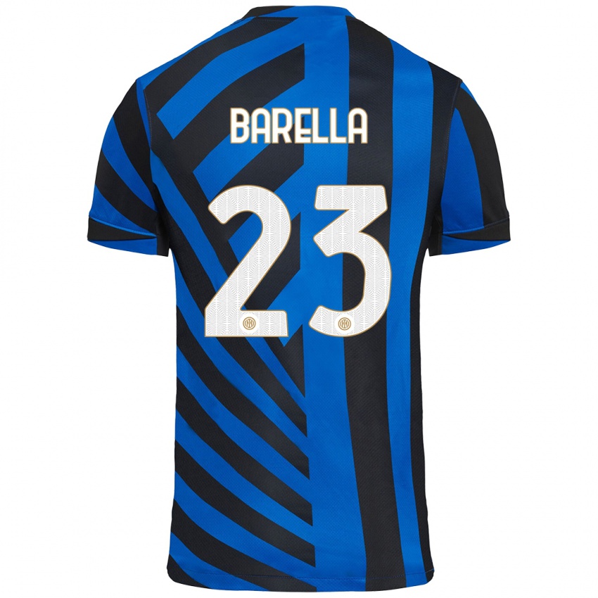 Heren Nicolo Barella #23 Blauw Zwart Thuisshirt Thuistenue 2024/25 T-Shirt