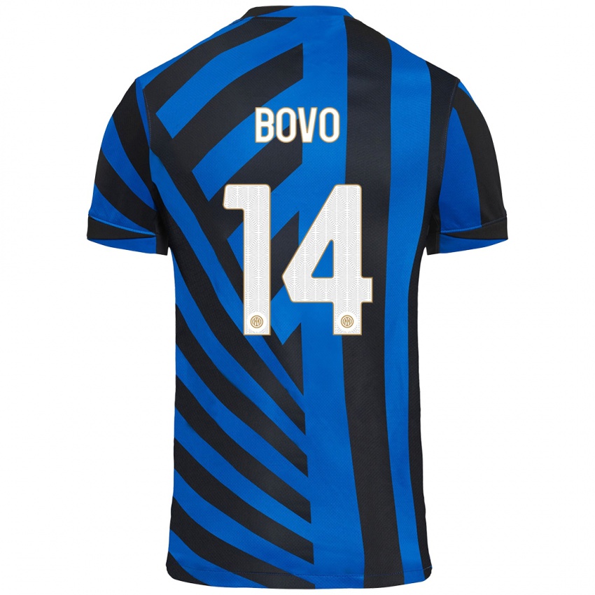 Heren Leonardo Bovo #14 Blauw Zwart Thuisshirt Thuistenue 2024/25 T-Shirt