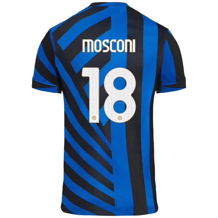 Heren Mattia Mosconi #18 Blauw Zwart Thuisshirt Thuistenue 2024/25 T-Shirt