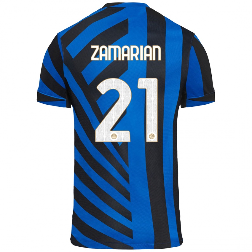 Heren Matteo Zamarian #21 Blauw Zwart Thuisshirt Thuistenue 2024/25 T-Shirt