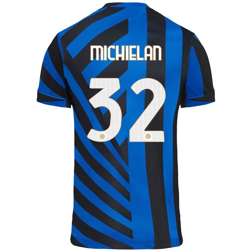 Heren Mattia Michielan #32 Blauw Zwart Thuisshirt Thuistenue 2024/25 T-Shirt