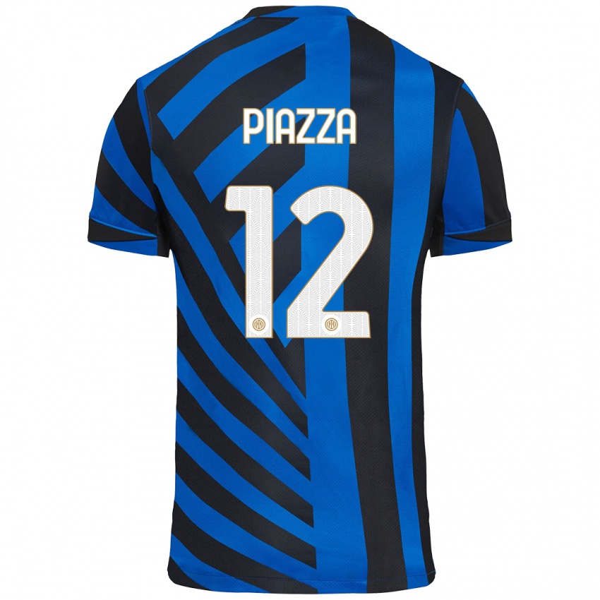 Heren Alessia Piazza #12 Blauw Zwart Thuisshirt Thuistenue 2024/25 T-Shirt