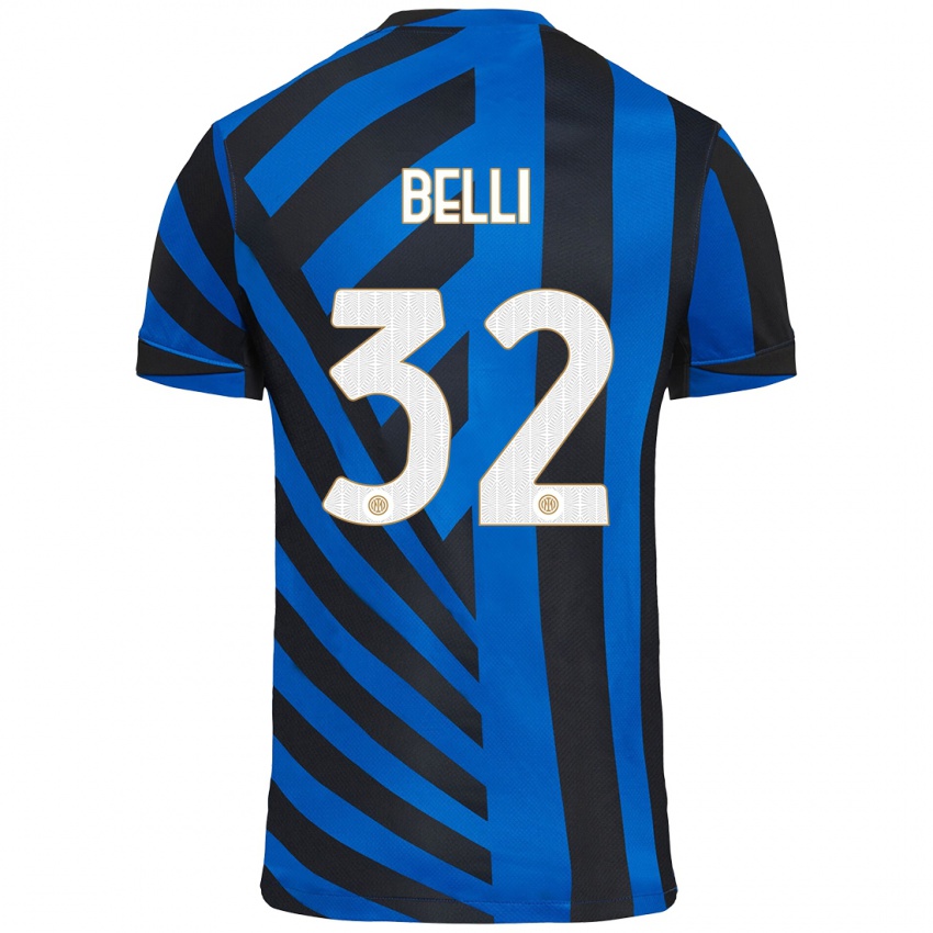 Heren Elena Belli #32 Blauw Zwart Thuisshirt Thuistenue 2024/25 T-Shirt