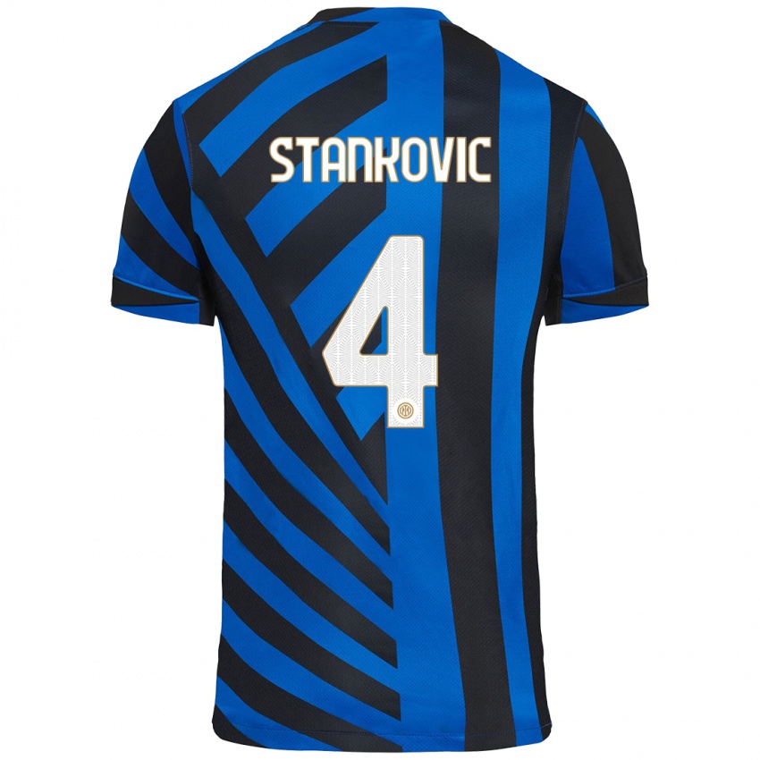 Heren Aleksandar Stankovic #4 Blauw Zwart Thuisshirt Thuistenue 2024/25 T-Shirt