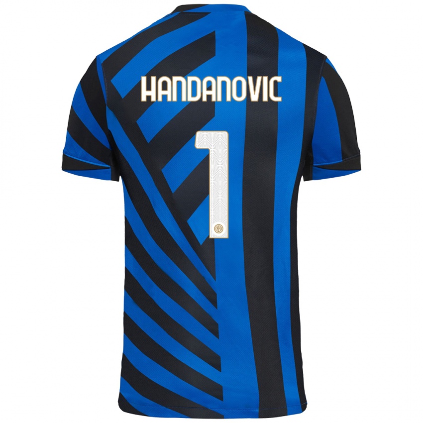 Heren Samir Handanovic #1 Blauw Zwart Thuisshirt Thuistenue 2024/25 T-Shirt