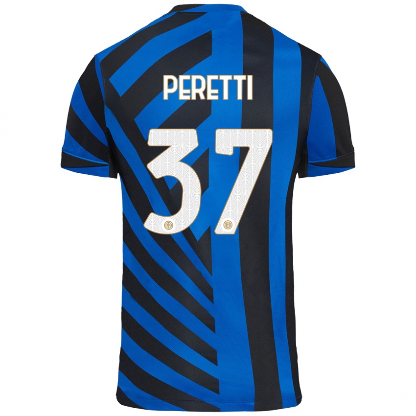 Heren Lorenzo Peretti #37 Blauw Zwart Thuisshirt Thuistenue 2024/25 T-Shirt