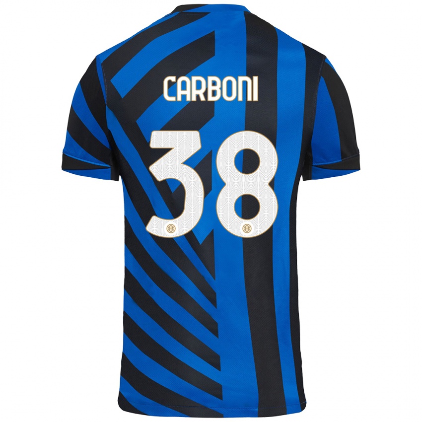 Heren Valentin Carboni #38 Blauw Zwart Thuisshirt Thuistenue 2024/25 T-Shirt