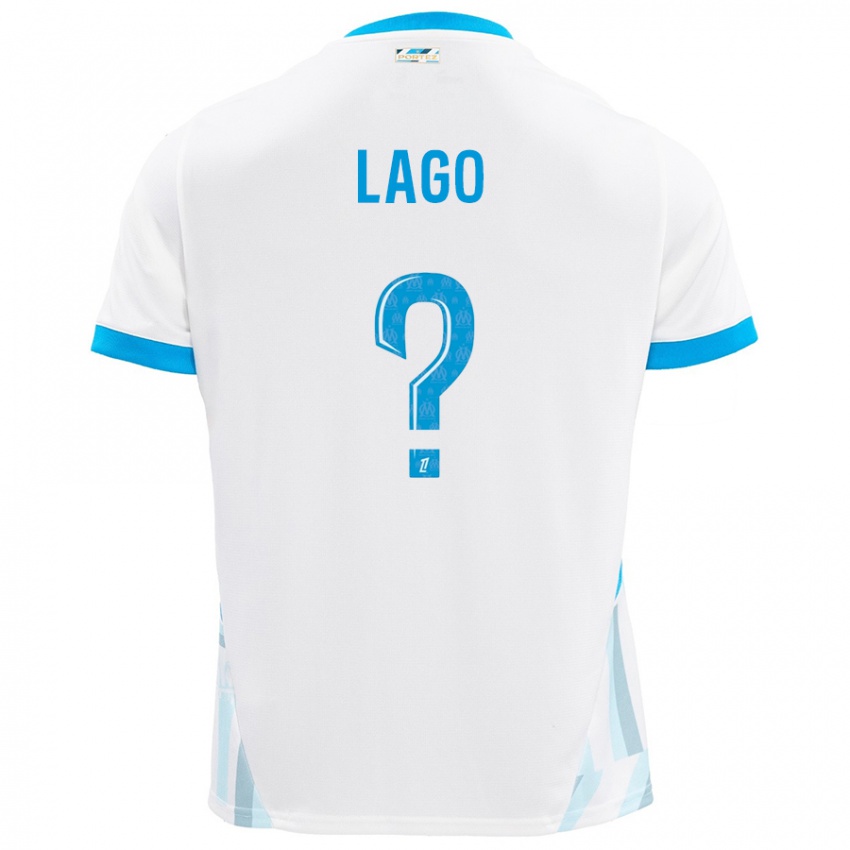 Heren Ange Lago #0 Wit Hemelsblauw Thuisshirt Thuistenue 2024/25 T-Shirt