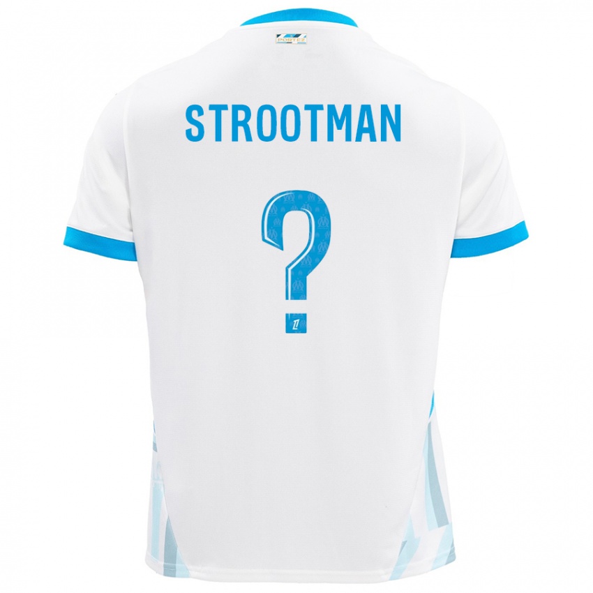 Heren Kevin Strootman #0 Wit Hemelsblauw Thuisshirt Thuistenue 2024/25 T-Shirt