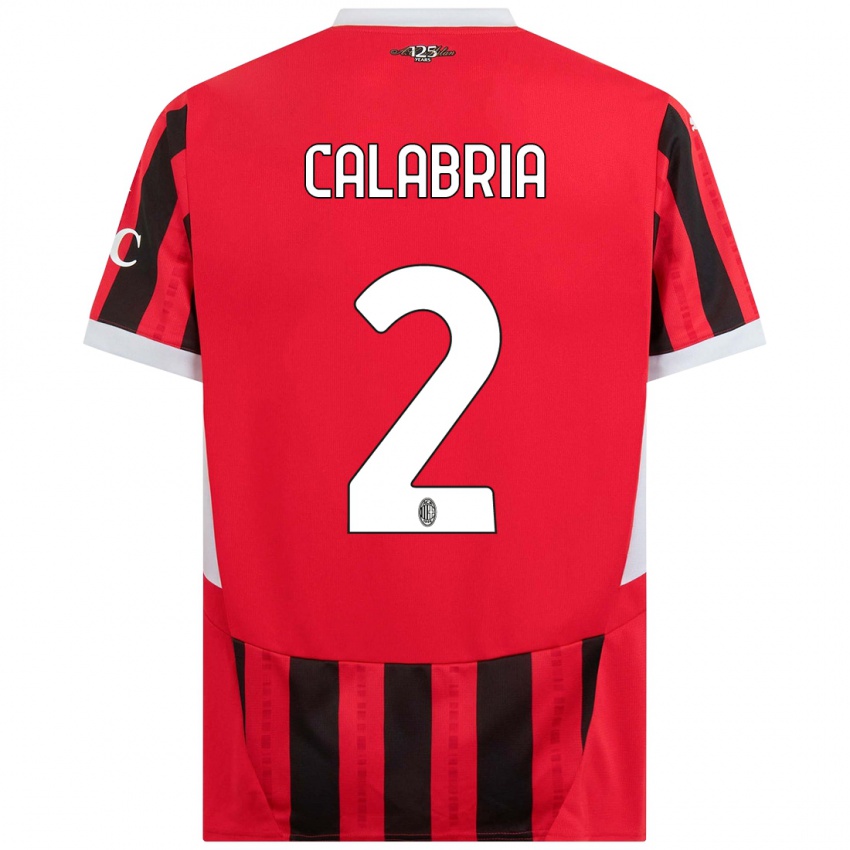 Heren Davide Calabria #2 Rood Zwart Thuisshirt Thuistenue 2024/25 T-Shirt