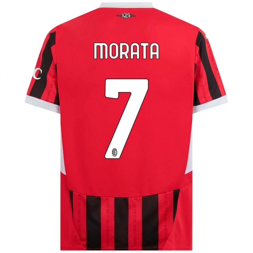 Heren Alvaro Morata #7 Rood Zwart Thuisshirt Thuistenue 2024/25 T-Shirt